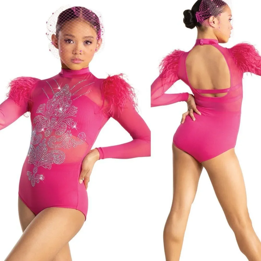 Revolution Tenth House Dance Leotard costume EMINENT TH23111 hot pink feather MC